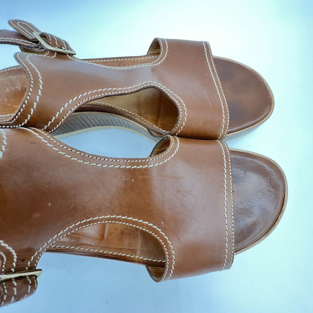 Ann Mashburn T Strap Brown Leather sandals size 40 - Picture 2 of 7